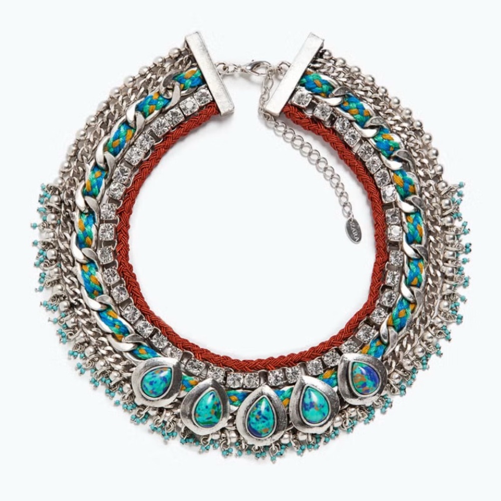 Zara Turquoise Diamante Necklace